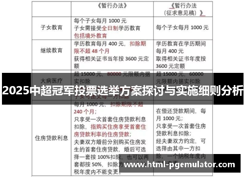 2025中超冠军投票选举方案探讨与实施细则分析